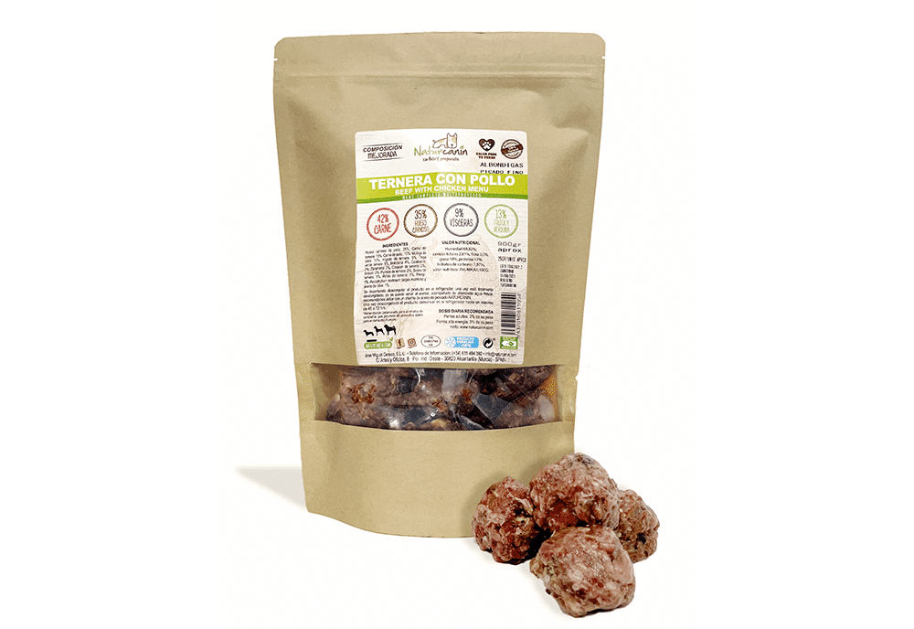 NATURCANIN BARF TERNERA Y POLLO (albóndigas)