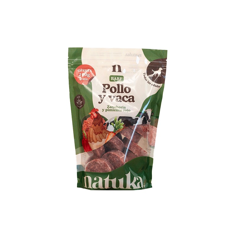 NATUKA Barf Pollo y Vaca (Medallones 900gr)