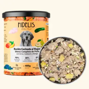 FIDELIS. Pollo con Arroz, Calabacin y Mango