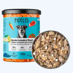 FIDELIS. Conejo con Arroz , Zanahoria y Arándanos.