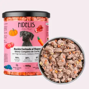 FIDELIS. Cerdo con Trigo sarraceno, Calabaza y Arándanos.