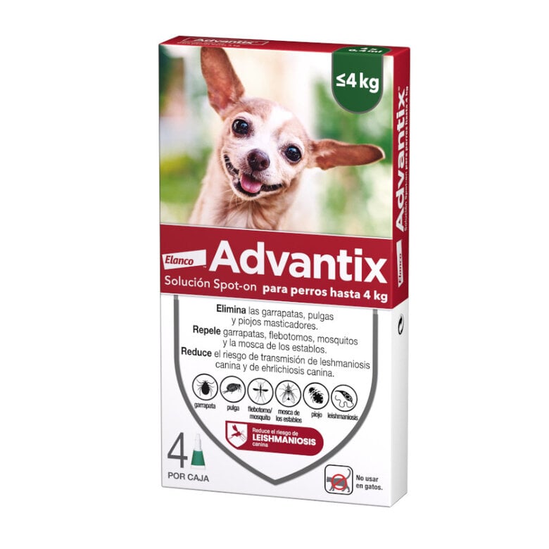 ADVANTIX. Pipetas antiparasitarias 0-4 kg