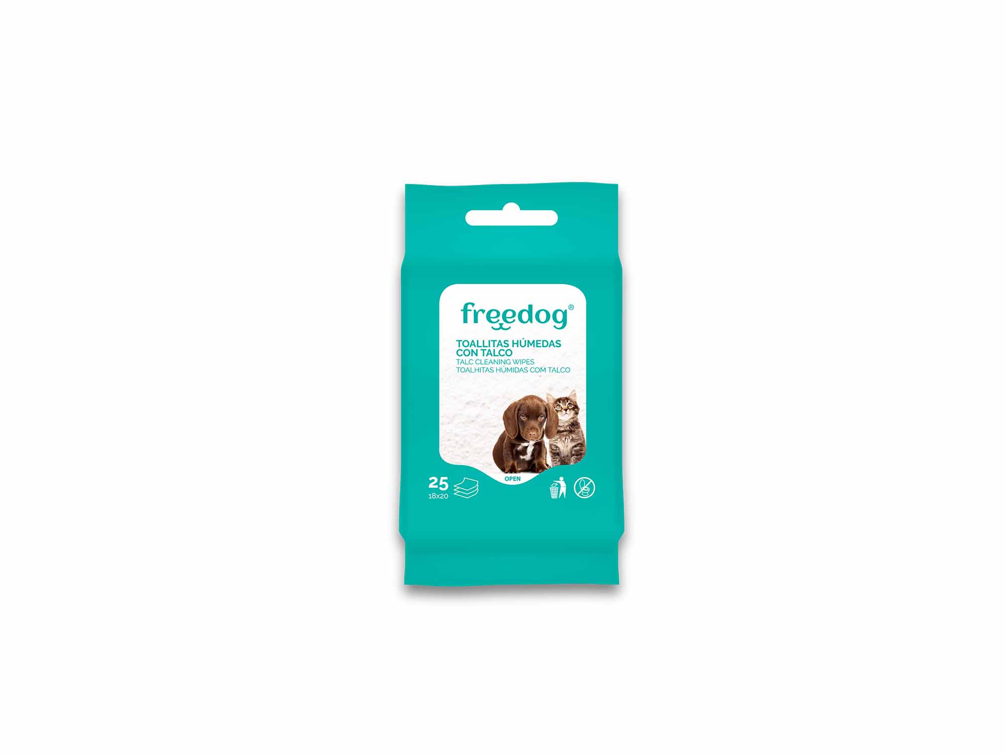 FREEDOG. Toallitas Húmedas Talco para perros y gatos