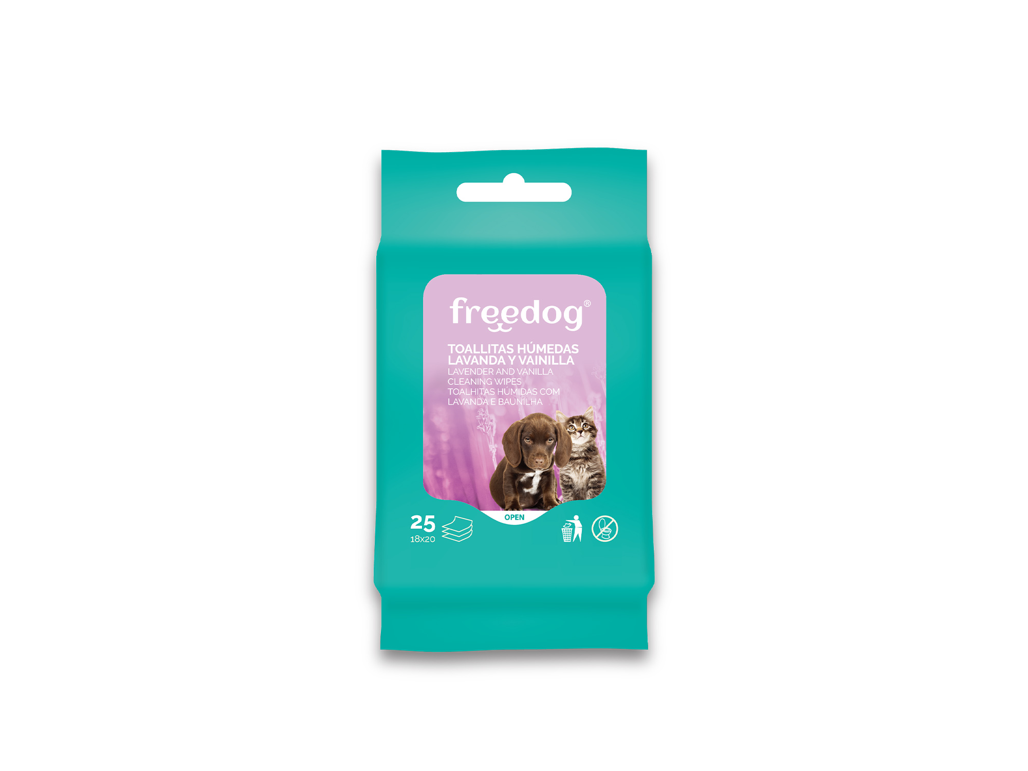 FREEDOG. Toallitas Húmedas Lavanda & Vainilla para perros y gatos