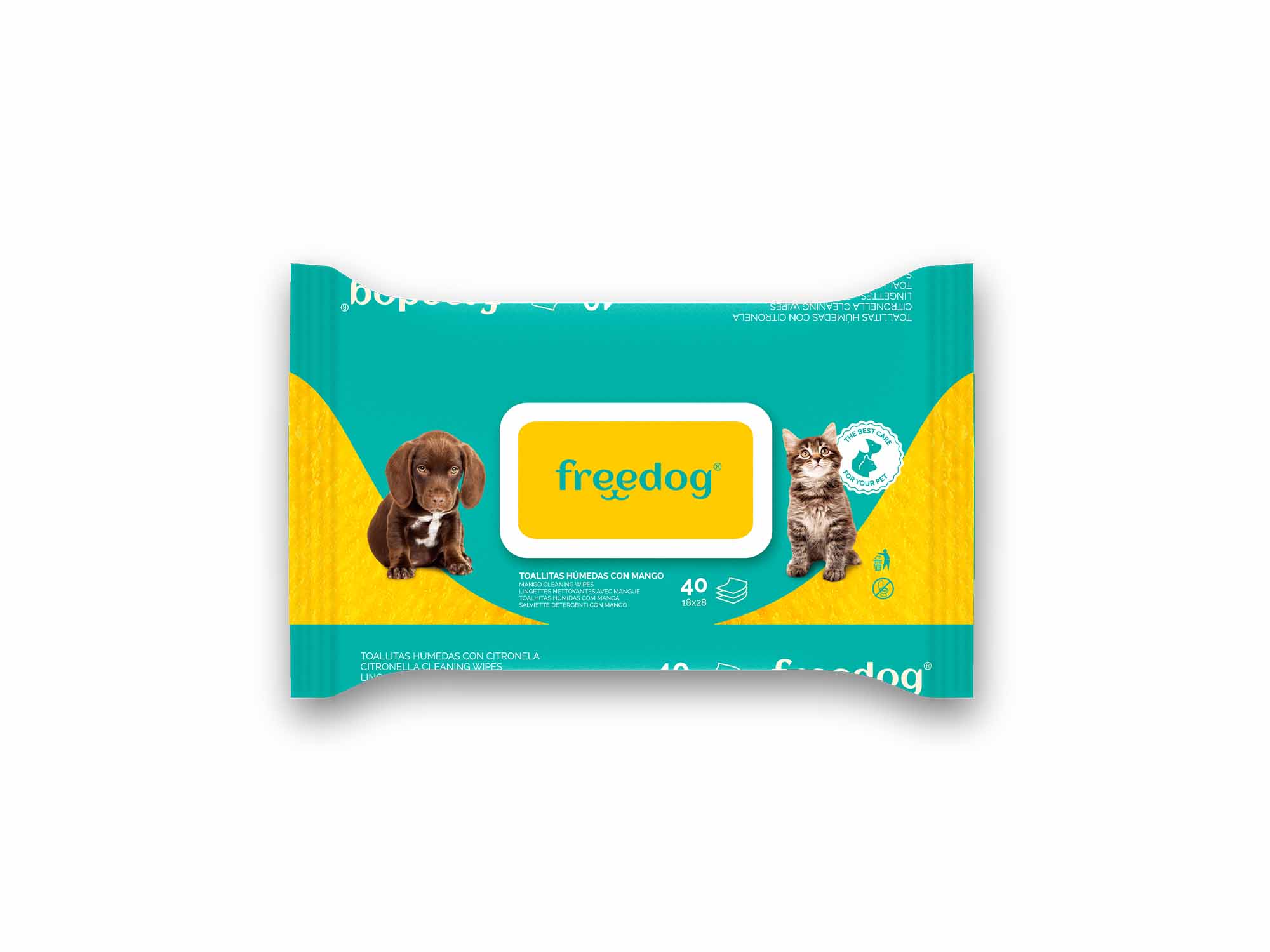 FREEDOG. Toallitas Húmedas Mango para perros y gatos (40 uds )