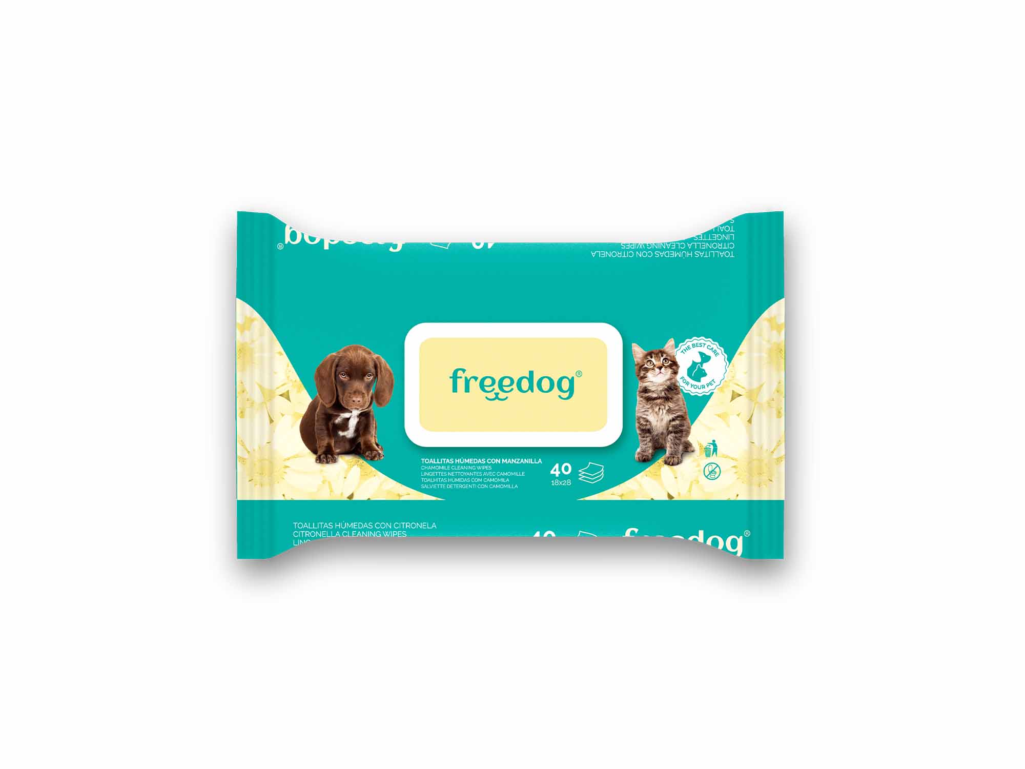 FREEDOG. Toallitas Húmedas Manzanilla para perros y gatos (40 uds )