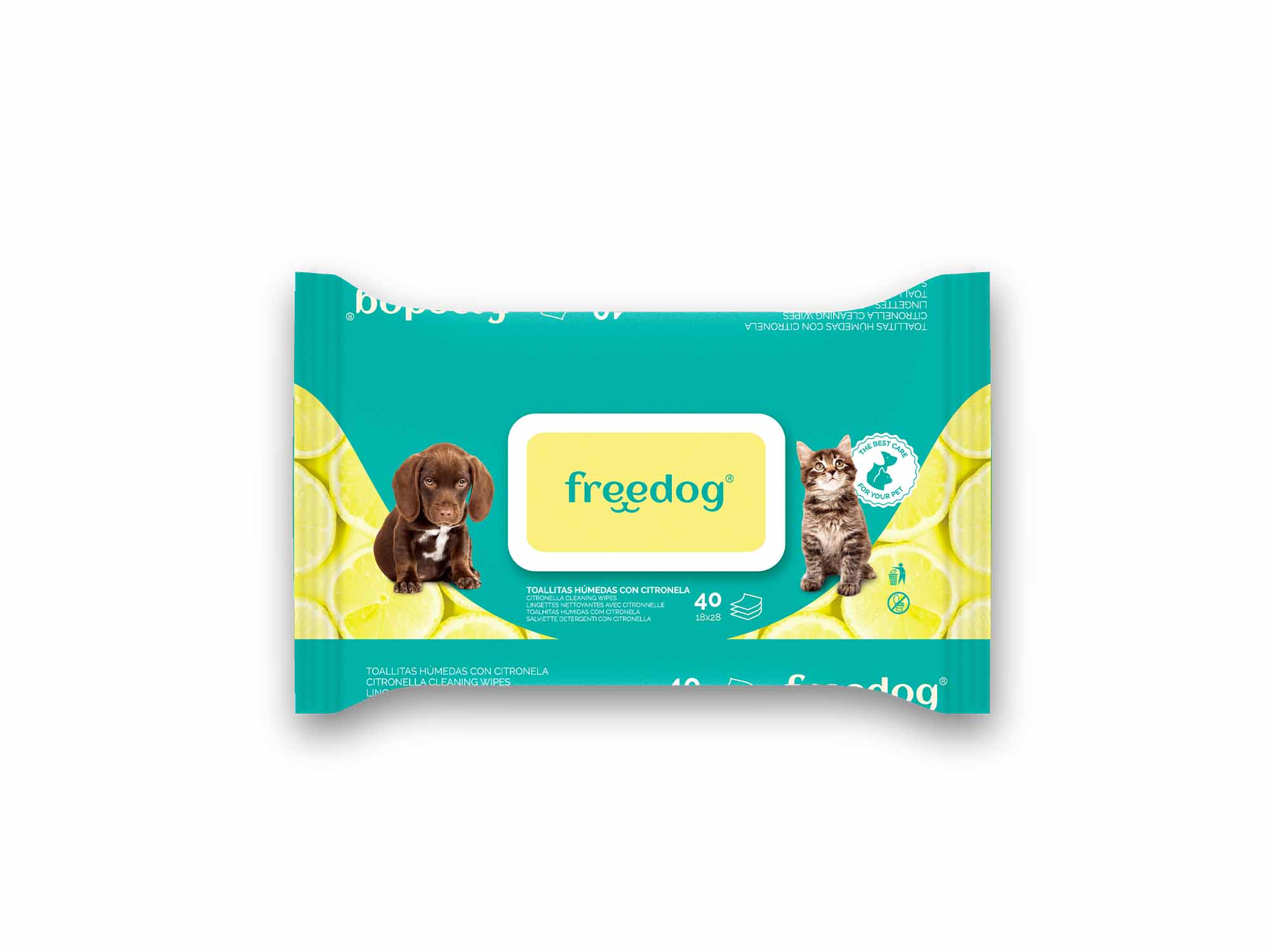 FREEDOG. Toallitas Húmedas Citronela para perros y gatos (40 uds )