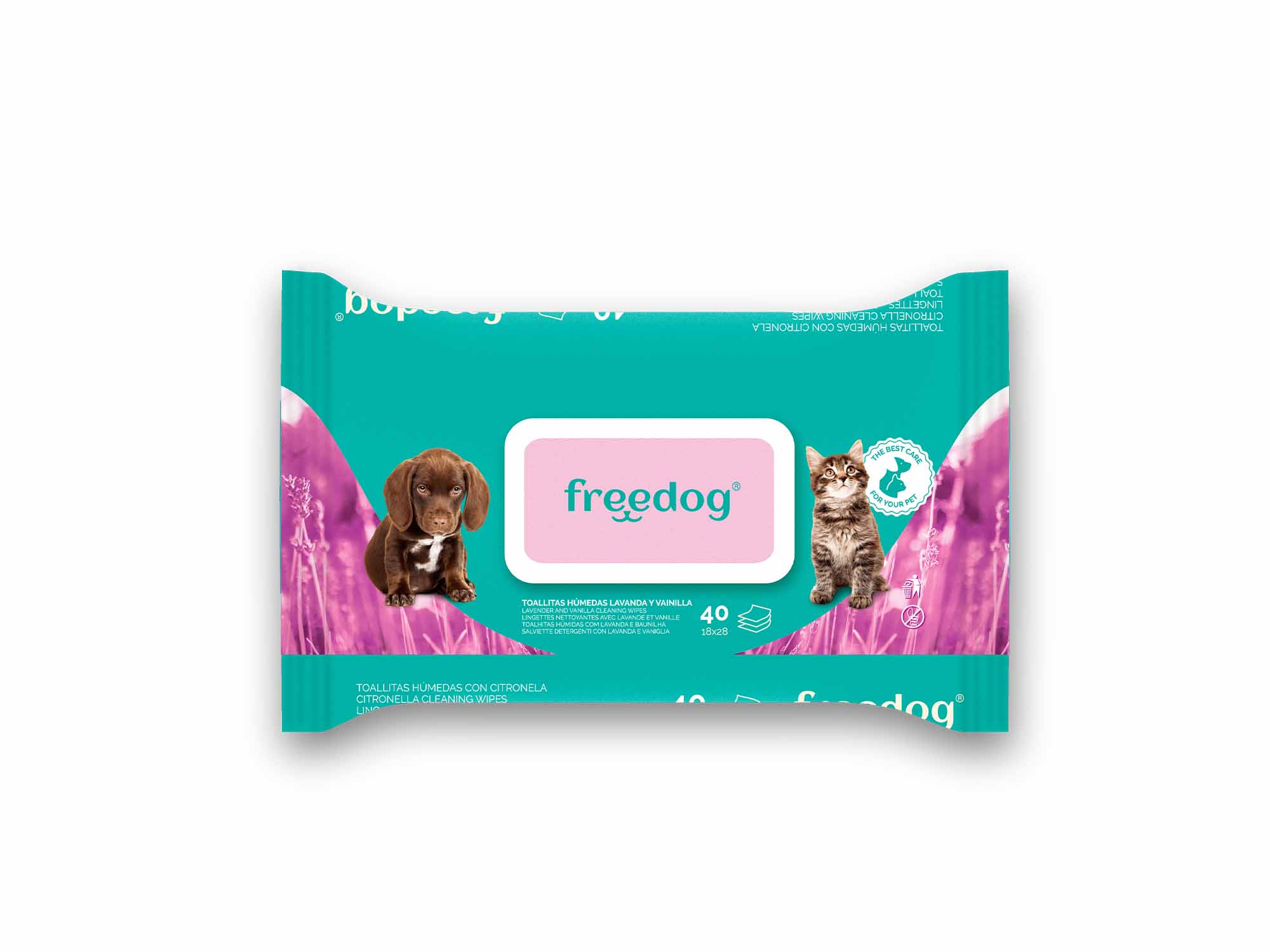 FREEDOG. Toallitas Húmedas Lavanda & Vainilla para perros y gatos (40 uds )