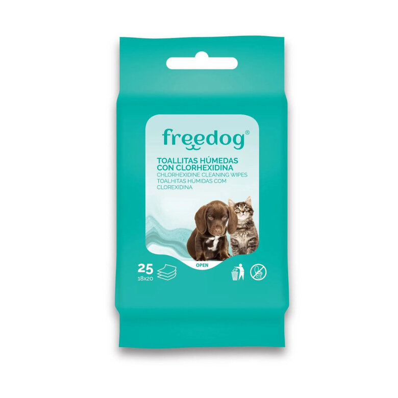 FREEDOG. Toallitas Húmedas con Clorhexidina para perros y gatos